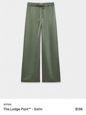 Aritzia The Lodge Pant Satin Sagesse color, size M. Like new.